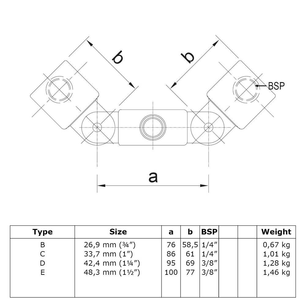 Buiskoppeling Dubbel scharnierstuk-F / 60,3 mm